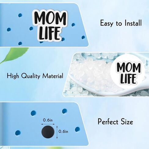 ZWJZMC Mom Life Bogg Bag Charms Bogg Bag Accessories Charm Mom الديكور لجميع الموديلات الأصلية المتوافقة مع حقيبة يد مطاطية، كلمات كبيرة، حقائب حمل الشاطئ الساحرة هدايا للأم والابنة in Kuwait