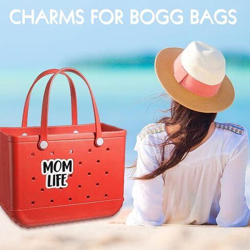 ZWJZMC Mom Life Bogg Bag Charms Bogg Bag Accessories Charm Mom الديكور لجميع الموديلات الأصلية المتوافقة مع حقيبة يد مطاطية، كلمات كبيرة، حقائب حمل الشاطئ الساحرة هدايا للأم والابنة in Kuwait