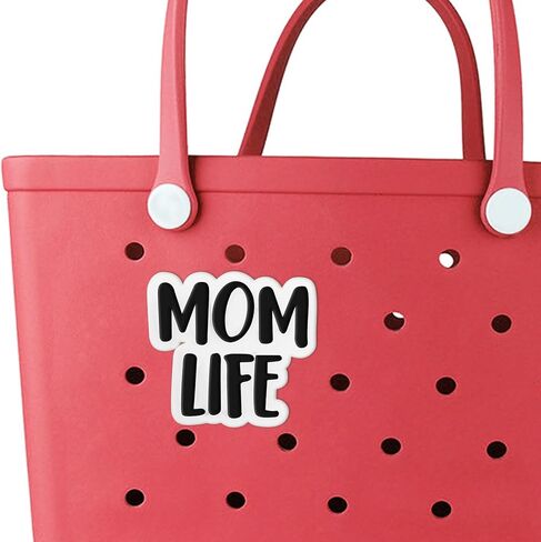 ZWJZMC Mom Life Bogg Bag Charms Bogg Bag Accessories Charm Mom الديكور لجميع الموديلات الأصلية المتوافقة مع حقيبة يد مطاطية، كلمات كبيرة، حقائب حمل الشاطئ الساحرة هدايا للأم والابنة in Kuwait