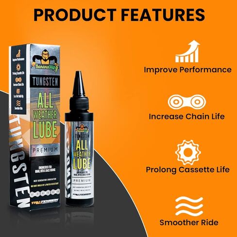 مزلق سلسلة الدراجة من Tru-Tension Bananaslip Tungsten مناسب لجميع الأحوال الجوية - 50 مل، مثالي لدراجة الرحلات - دراجة الطريق - الدراجات الجبلية in Kuwait