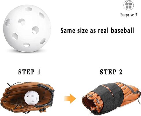 مجموعة مطرقة قفازات البيسبول LRQSM - مطرقة تشكيل خشبية مع قطعتين من قفل البيسبول، وأداة تشكيل قفازات البيسبول، وكرة بلاستيكية، ولفائف المعصم - مناسبة للمراهقين والبالغين in Kuwait