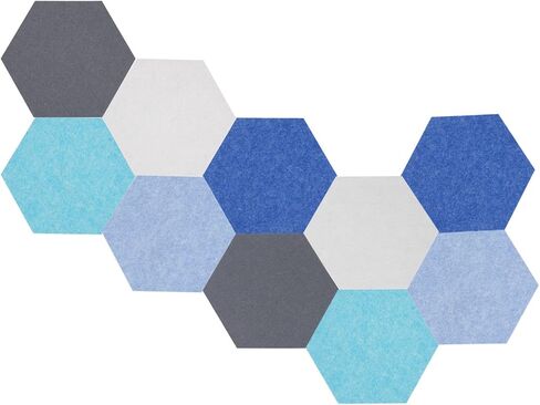 10Pcs Hexagon Felt Board Tiles Wall Cork Board (Large), Adhesive Felt Bulletin Pin Memo Board for Photos Pictures Office (ColorA Large) in Saudi Arabia