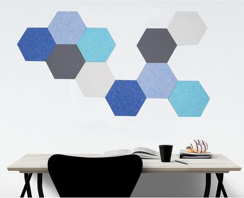 10Pcs Hexagon Felt Board Tiles Wall Cork Board (Large), Adhesive Felt Bulletin Pin Memo Board for Photos Pictures Office (ColorA Large) in Saudi Arabia