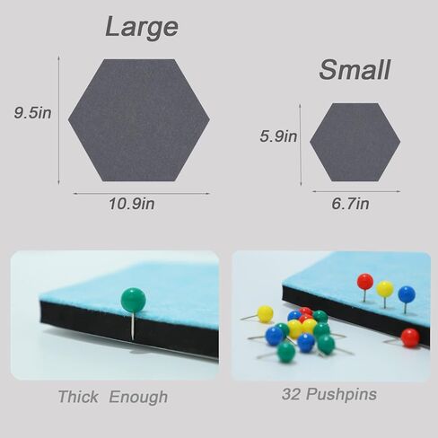 10Pcs Hexagon Felt Board Tiles Wall Cork Board (Large), Adhesive Felt Bulletin Pin Memo Board for Photos Pictures Office (ColorA Large) in Kuwait