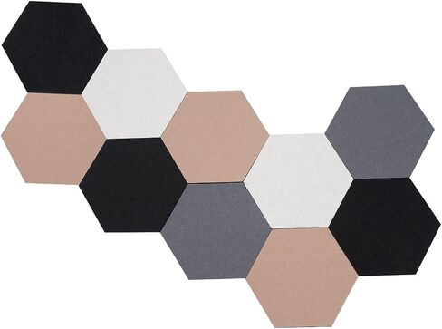 10Pcs Hexagon Felt Board Tiles Wall Cork Board (Large), Adhesive Felt Bulletin Pin Memo Board for Photos Pictures Office (ColorA Large) in Saudi Arabia