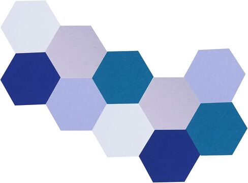 10Pcs Hexagon Felt Board Tiles Wall Cork Board (Large), Adhesive Felt Bulletin Pin Memo Board for Photos Pictures Office (ColorA Large) in Saudi Arabia