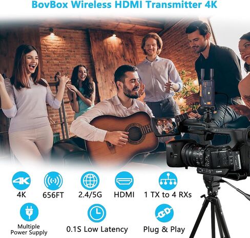 Wireless HDMI Transmitter and Receiver 4K:, 656FT(200M) Plug&Play Wireless HDMI Extender, 2.4/5G Wireless Video Transmission System for Streaming Video/Audio from Laptop/PC to HDTV/Projector/Monitor in Kuwait