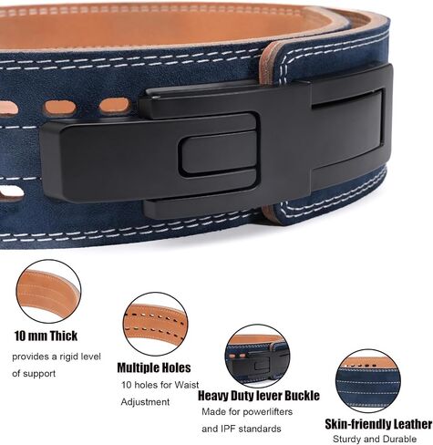 10MM Weight Power Lifting Leather Lever Pro Belt Gym Training Black-Weightlifting Belt for Men and Women – Support Back and Core During Heavy Powerlifting Deadlifts and Squats in Saudi Arabia