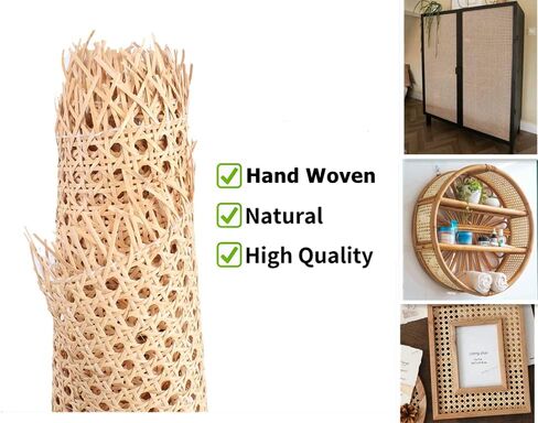 Cane Webbing Roll, Rattan Webbing for Caning Projects, Natural Woven Open Mesh Cane for DIY Furniture, Chair, Cabinet, Ceiling and Door 18''Width x 3.3FT in Saudi Arabia