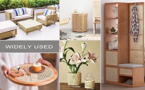 Cane Webbing Roll, Rattan Webbing for Caning Projects, Natural Woven Open Mesh Cane for DIY Furniture, Chair, Cabinet, Ceiling and Door 18''Width x 3.3FT in Saudi Arabia