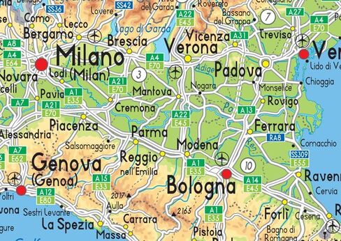 Italy Physical Poster Map - 16.5 x 23.3 inches - Paper Laminated in Saudi Arabia