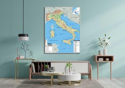 Italy Physical Poster Map - 16.5 x 23.3 inches - Paper Laminated in Saudi Arabia