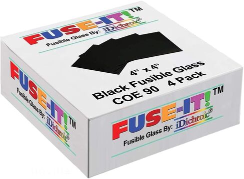 4 inch Black Glass Fusible Squares 90COE - 4 Pack in Kuwait