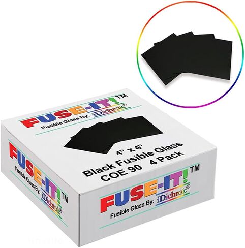 4 inch Black Glass Fusible Squares 90COE - 4 Pack in Kuwait