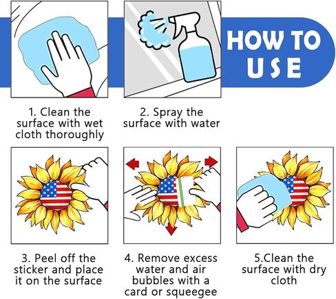 Mfault 4th of July Patriotic Window Clings 4 Sheets, America USA Sunflower Flower Floral Blue Truck Stickers Decal Decorations, American Flag Mason Jar Hat Stars Stripes Home Kitchen Decor in Saudi Arabia