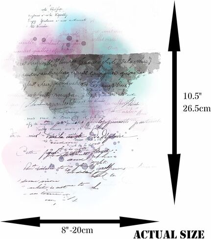Colored Script Overlay Rice Paper, 8 x 10.5 inch - 6 x Different Printed Mulberry Paper Images 30gsm Visible Fibres for Decoupage Crafts Mixed Media Collage Art in Saudi Arabia