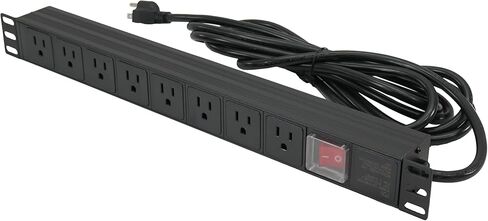 CNAweb Power Distribution Unit 19" 1U Rack Mount PDU 8 Outlet 12 Foot Power Cord - Black in Kuwait