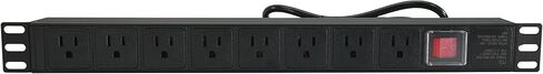 CNAweb Power Distribution Unit 19" 1U Rack Mount PDU 8 Outlet 12 Foot Power Cord - Black in Kuwait