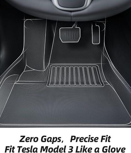 TAPTES 6 قطع لسجادات أرضية Tesla Model 3 2023 2022 2021، مجموعة كاملة من خطوط الأرضية الممتازة للطراز 3 بطانات الشحن الأمامية والخلفية لجميع الأحوال الجوية، تناسب مخصص للطراز 3 الملحقات الداخلية 2021-2023 in Kuwait