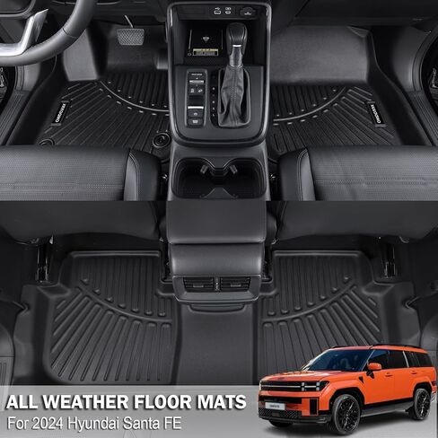 الحصير وحصيرة صندوق السيارة لعام 2024 Hyundai Santa FE 6/7 مقعد مع مسند الظهر حصيرة لجميع الأحوال الجوية TPE المطاط بطانة البضائع غطاء المقعد الخلفي الصف الثالث لملحقات Hyundai Santa FE 2024 in Kuwait