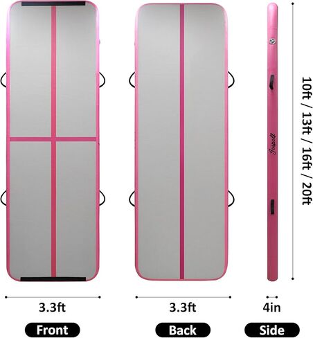 Jospolf 6.6ft نفخ الجمباز الهواء تراجع حصيرة وسادة هوائية لليوجا اللياقة البدنية التايكوندو التدريب على ممارسة الشقلبة مع مضخة كهربائية (الوردي) in Kuwait