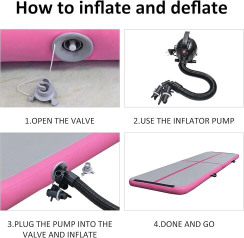 Jospolf 6.6ft نفخ الجمباز الهواء تراجع حصيرة وسادة هوائية لليوجا اللياقة البدنية التايكوندو التدريب على ممارسة الشقلبة مع مضخة كهربائية (الوردي) in Kuwait