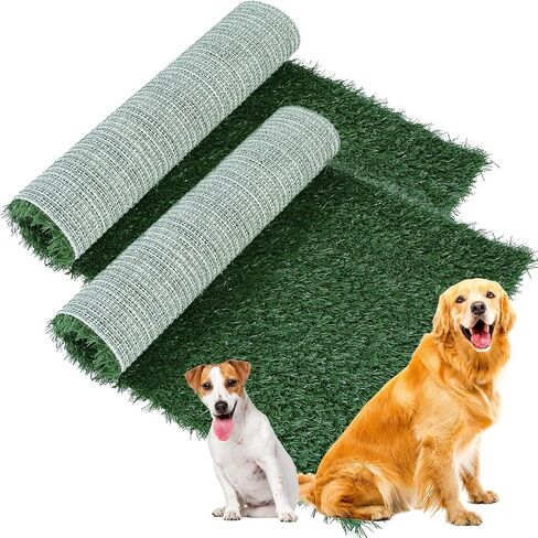 XLX TURF Dog Grass Pee Pads, Replacement Artificial Grass for Dog Potty Tray, Pet Puppy Training Fake Grass Turf Mat Indoor/Outdoor, Set of 2, 18 x 28 Inch in Saudi Arabia