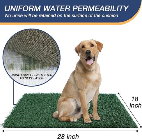 XLX TURF Dog Grass Pee Pads, Replacement Artificial Grass for Dog Potty Tray, Pet Puppy Training Fake Grass Turf Mat Indoor/Outdoor, Set of 2, 18 x 28 Inch in Saudi Arabia