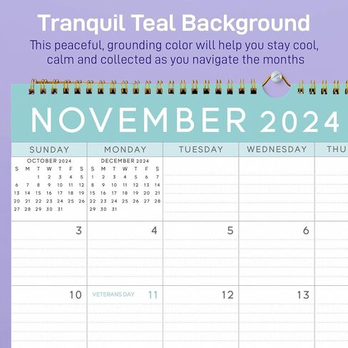 S&O Basic Teal Business Wall Calendar from January 2024-June 2025 - Tear-Off Monthly Calendar for Office - 18 Month Academic Wall Calendar - Hanging Calendar with Monthly Mini-Calendars - in Saudi Arabia