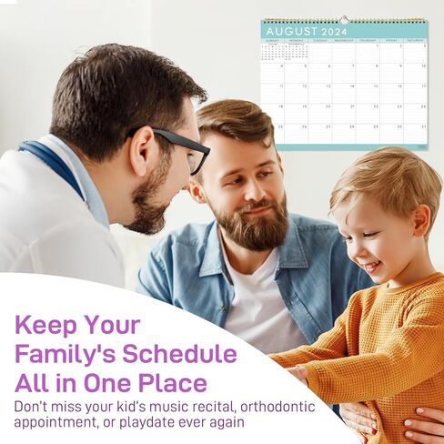 S&O Basic Teal Business Wall Calendar from January 2024-June 2025 - Tear-Off Monthly Calendar for Office - 18 Month Academic Wall Calendar - Hanging Calendar with Monthly Mini-Calendars - in Saudi Arabia