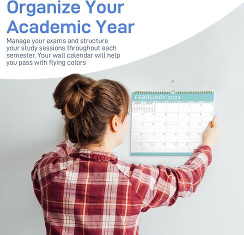 S&O Basic Teal Business Wall Calendar from January 2024-June 2025 - Tear-Off Monthly Calendar for Office - 18 Month Academic Wall Calendar - Hanging Calendar with Monthly Mini-Calendars - in Saudi Arabia