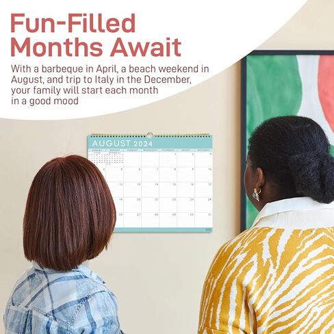 S&O Basic Teal Business Wall Calendar from January 2024-June 2025 - Tear-Off Monthly Calendar for Office - 18 Month Academic Wall Calendar - Hanging Calendar with Monthly Mini-Calendars - in Saudi Arabia