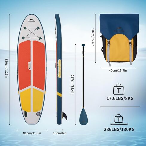 Naturehike Inflatable Stand Up Paddle Board (6 Inches Thick) with Premium SUP Paddle Board Accessories & Carry Bag, 17.6lbs Double Anti-Slip EVA Deck for Youth & Adults in Saudi Arabia