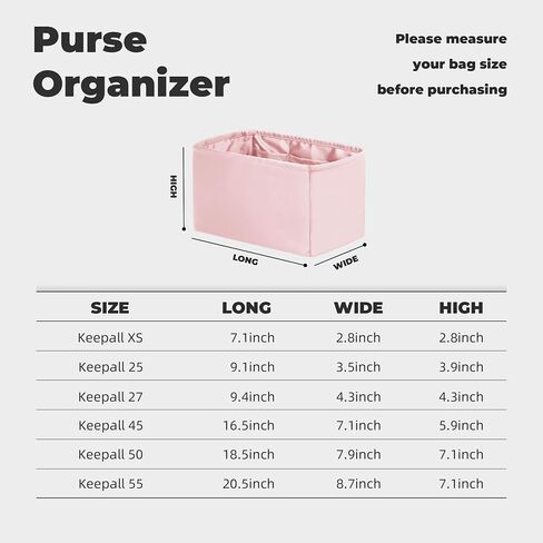 XYJG Purse Handbag Silky Organizer Insert Keep Bag Shape Fits LV Keepall XS/25/27/45/50/55 bags, Luxury Handbag Tote Lightweight Sturdy(Keepall 45,Black) in Saudi Arabia
