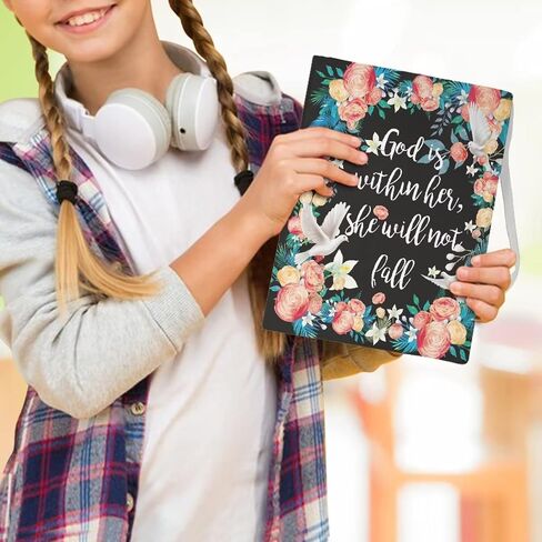 Rnyleeg Bible Book Cover God is Within Her She Will Not Fall,Book Covers for Textbooks,Jumbo Books Covers,Stretchable Book Covers for Hardcover Books,Ideal for School Textbooks in Kuwait