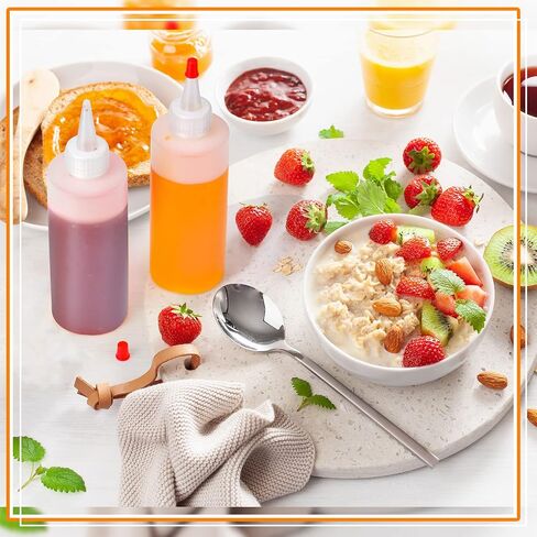 Irenare 60 قطعة 6.8 أونصة من زجاجات ضغط البهارات البلاستيكية مع غطاء رأس أحمر، موزع شراب فارغ لصلصة الكاتشب وزيت الطعام وصمغ المطبخ وصلصات الشراب والحرف الفنية in Kuwait