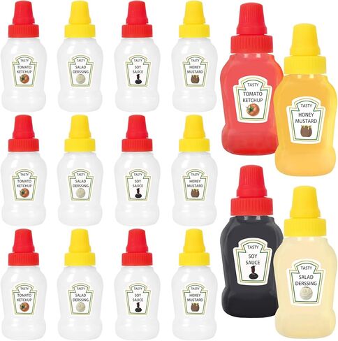 Wpxmer 12 PCS Mini Ketchup Bottles, Empty Plastic Salad Dressing Container, Squeeze Bottles for Bento Box Accessories in Kuwait