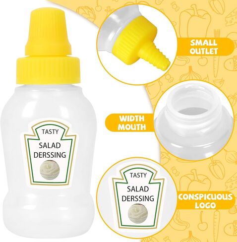 Wpxmer 12 PCS Mini Ketchup Bottles, Empty Plastic Salad Dressing Container, Squeeze Bottles for Bento Box Accessories in Kuwait