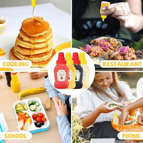 Wpxmer 12 PCS Mini Ketchup Bottles, Empty Plastic Salad Dressing Container, Squeeze Bottles for Bento Box Accessories in Kuwait