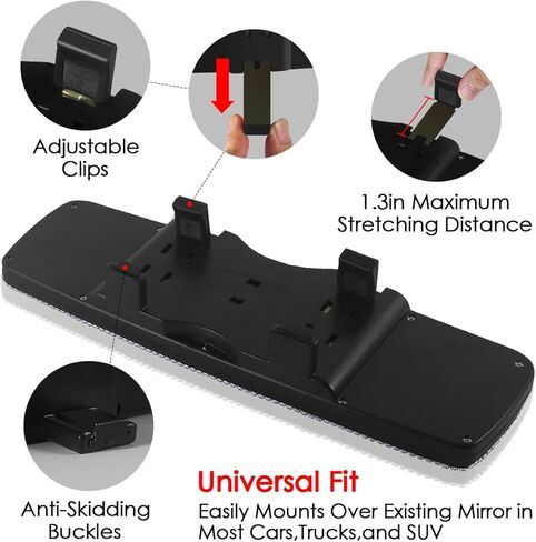 إكسسوارات السيارة الوردية اللامعة للنساء، مرآة رؤية خلفية داخلية من حجر الراين اللامع، مشبك ألماس كريستالي لامع بزاوية واسعة على مرآة المراجعة للنساء والفتيات هدية (وردي) in Kuwait