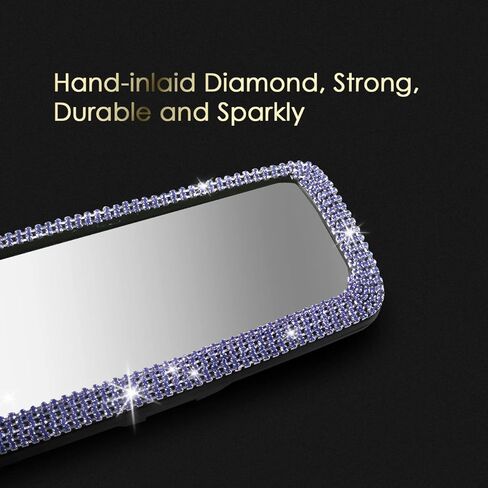 إكسسوارات السيارة الوردية اللامعة للنساء، مرآة رؤية خلفية داخلية من حجر الراين اللامع، مشبك ألماس كريستالي لامع بزاوية واسعة على مرآة المراجعة للنساء والفتيات هدية (وردي) in Kuwait