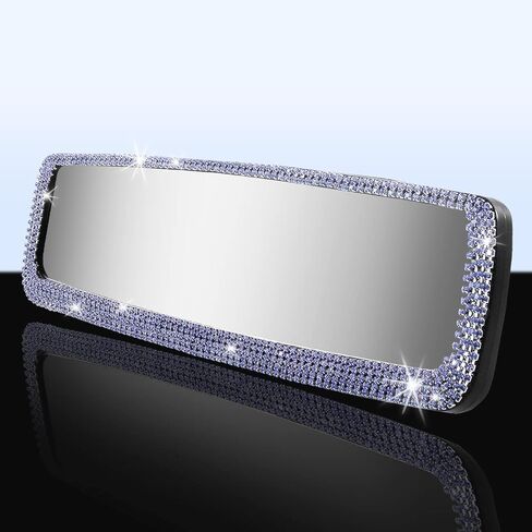 إكسسوارات السيارة الوردية اللامعة للنساء، مرآة رؤية خلفية داخلية من حجر الراين اللامع، مشبك ألماس كريستالي لامع بزاوية واسعة على مرآة المراجعة للنساء والفتيات هدية (وردي) in Kuwait