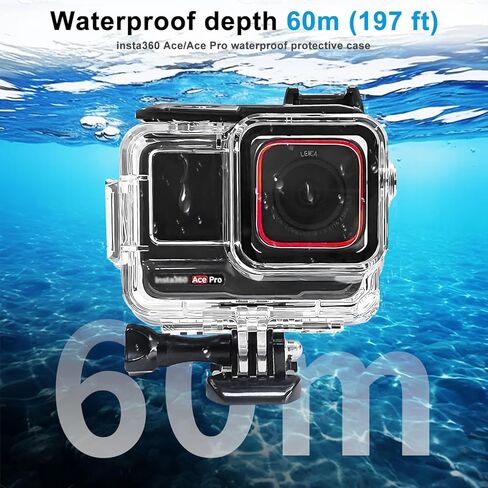 FitStill 60M/196FT Underwater Waterproof Diving Housing Compatible for Insta 360 Ace Pro,Protective Cover Shell with Accessories for Ace Pro Action Camera in Saudi Arabia