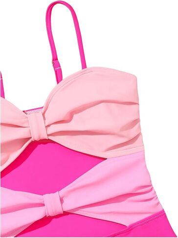 OYOANGLE Girl's Color Block Bow Front One Piece Swimsuit Spaghetti Strap Bathing Suits Swimwear in Saudi Arabia