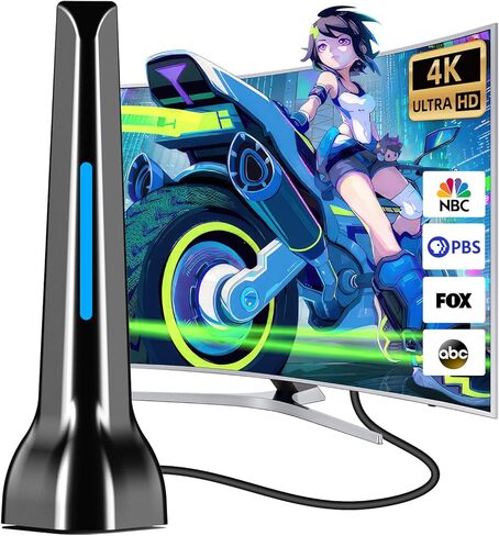 Indoor TV Antenna, TV Antenna for Smart TVS, Strong Magnetic Base, Perfect Remote Reception for Receiving 4K 1080P Channels Over Long Distances, Free Support for Local Channels in Kuwait