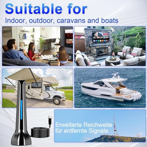 Indoor TV Antenna, TV Antenna for Smart TVS, Strong Magnetic Base, Perfect Remote Reception for Receiving 4K 1080P Channels Over Long Distances, Free Support for Local Channels in Kuwait