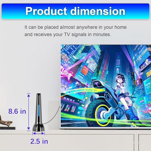 Indoor TV Antenna, TV Antenna for Smart TVS, Strong Magnetic Base, Perfect Remote Reception for Receiving 4K 1080P Channels Over Long Distances, Free Support for Local Channels in Kuwait