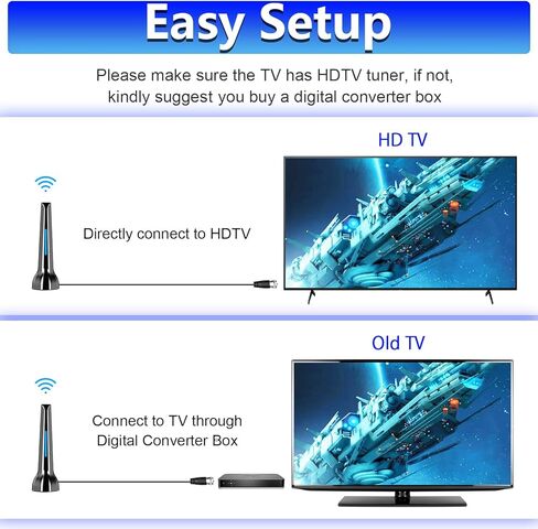 Indoor TV Antenna, TV Antenna for Smart TVS, Strong Magnetic Base, Perfect Remote Reception for Receiving 4K 1080P Channels Over Long Distances, Free Support for Local Channels in Kuwait
