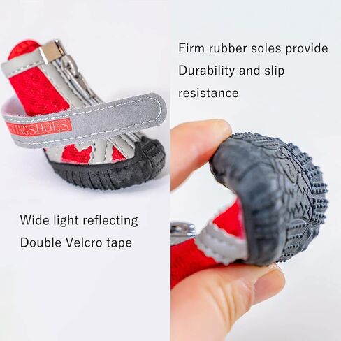 Dog Shoes for Small Dogs Boots,Mesh Breathable Dog Shoes with Reflective Straps,Puppy Booties with Anti-Slip Sole,Paw Protector for Outdoor Winter Snow Hot Pavement Hiking 4Pcs(GX02-orange-size1) in Saudi Arabia