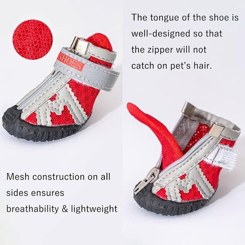 Dog Shoes for Small Dogs Boots,Mesh Breathable Dog Shoes with Reflective Straps,Puppy Booties with Anti-Slip Sole,Paw Protector for Outdoor Winter Snow Hot Pavement Hiking 4Pcs(GX02-orange-size1) in Saudi Arabia